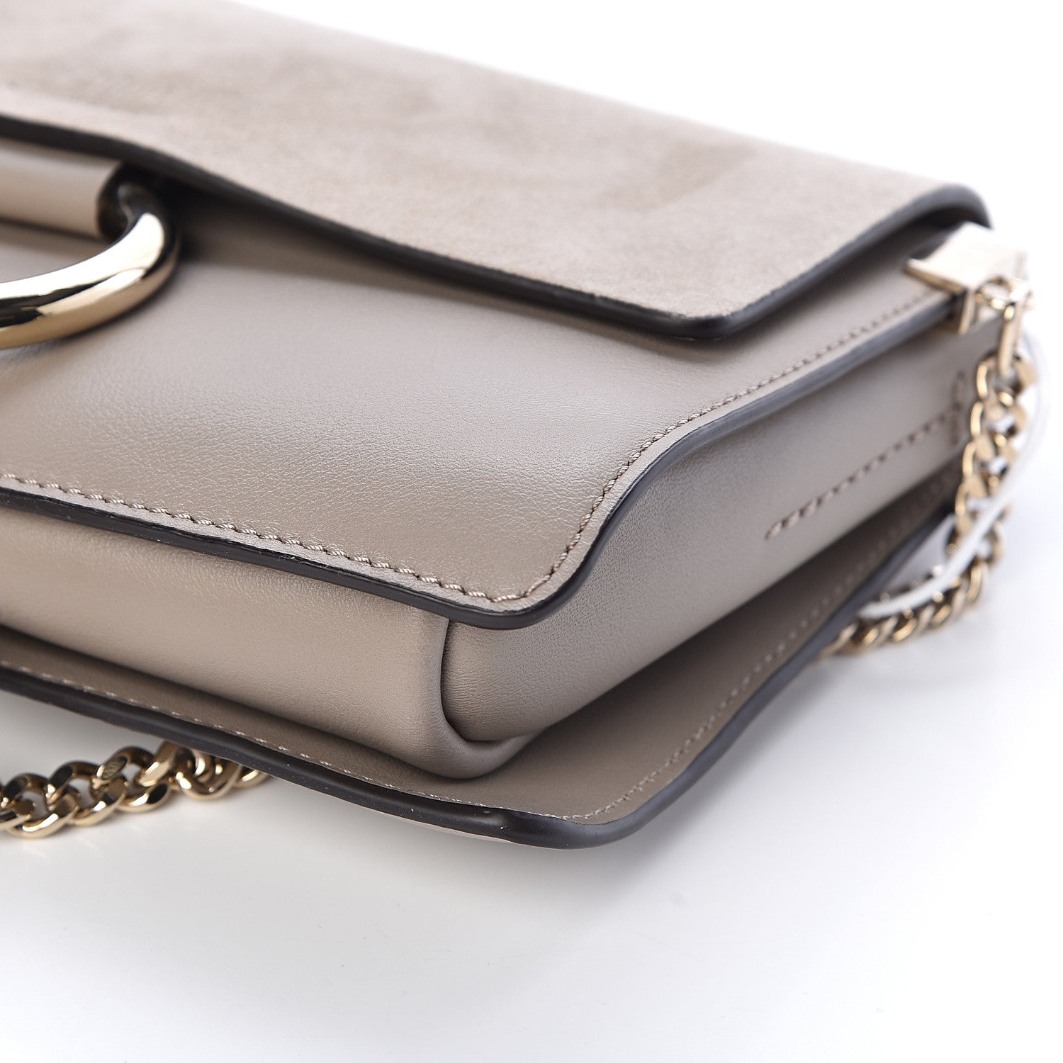 Chloe Suede Calfskin Small Faye Shoulder Bag Motty Grey 9 of 9