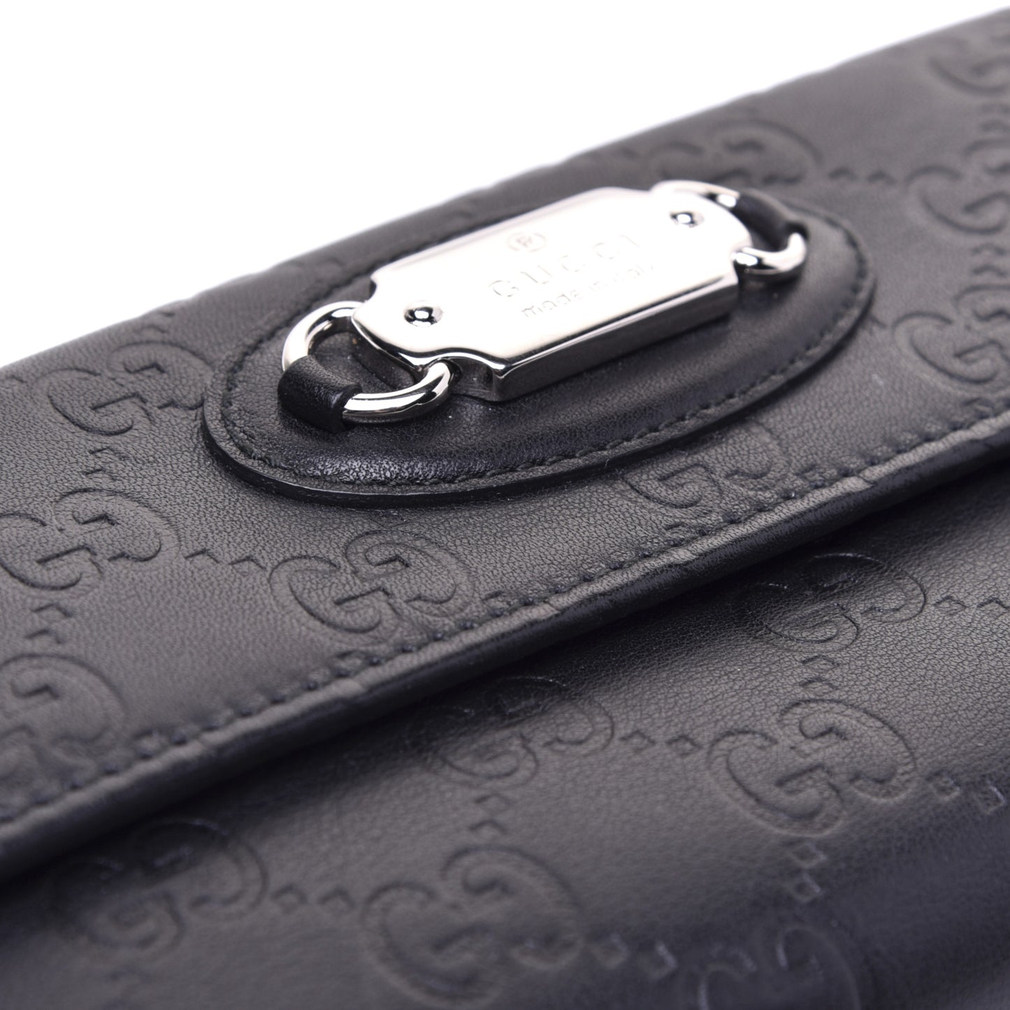Guccissima Punch Continental Flap Wallet Black