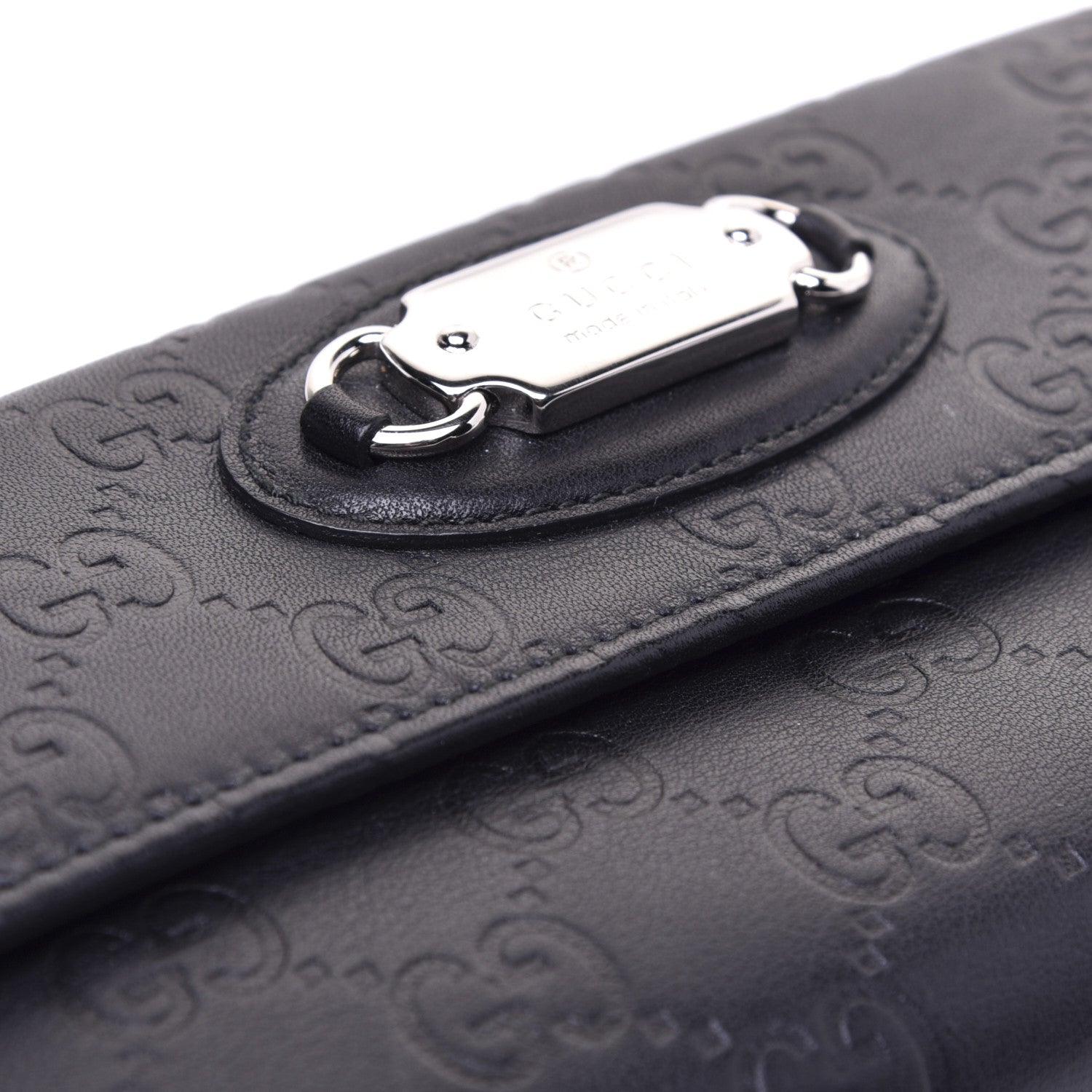 Gucci Guccissima Punch Continental Flap Wallet Black 16 of 17