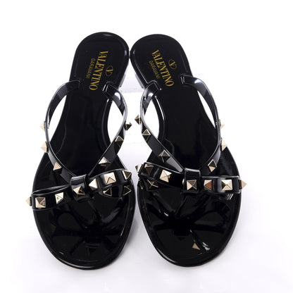 Valentino Garavani PVC Jelly Rockstud Bow Thong Sandals 39 Black 4 of 9