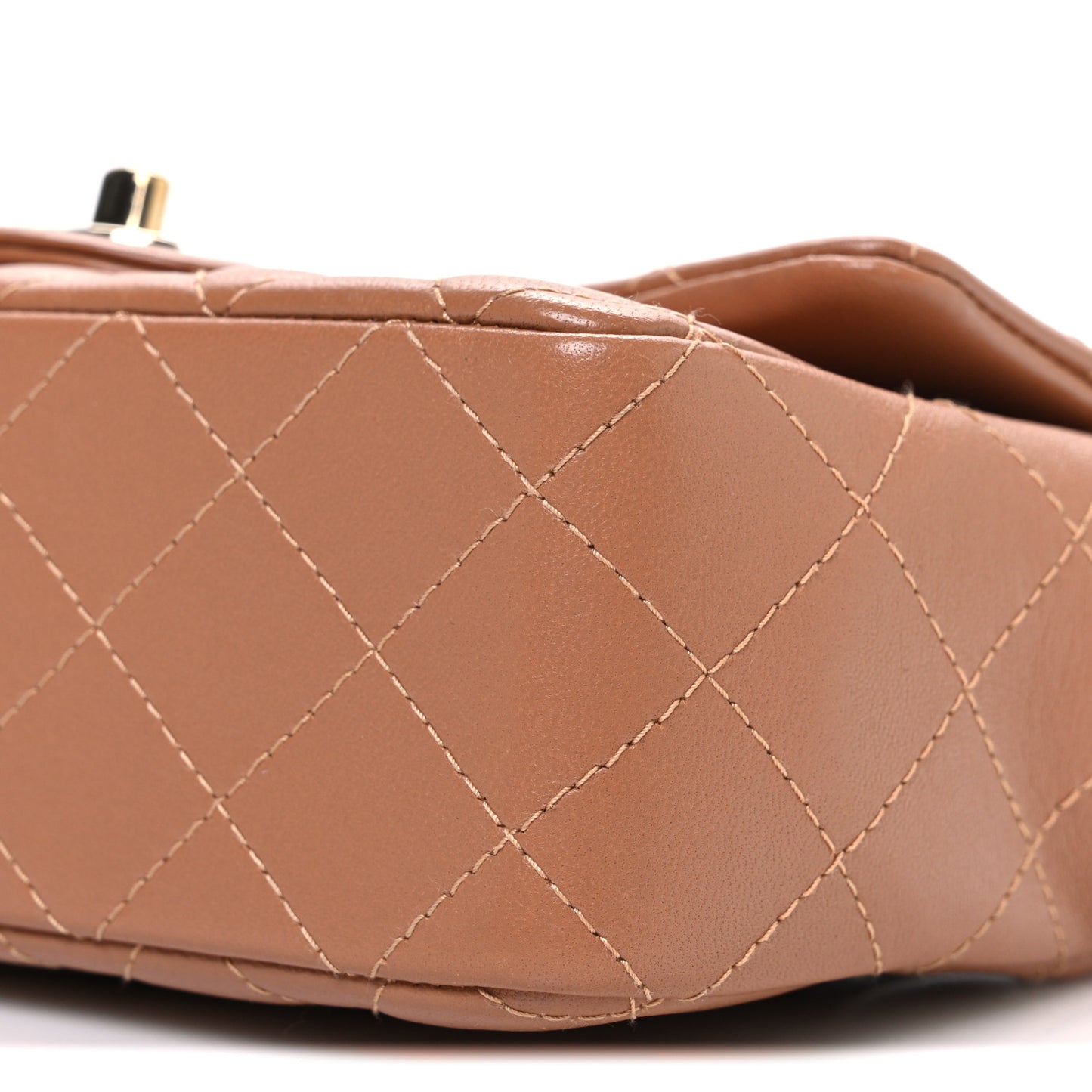 Lambskin Quilted Mini Rectangular Flap Brown