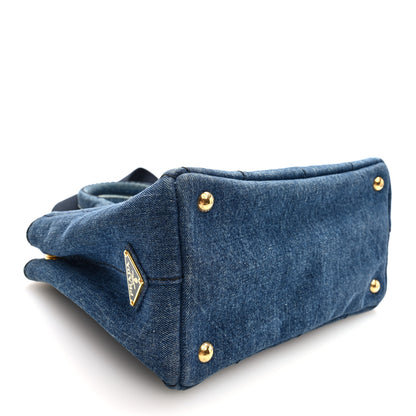Prada Denim Small Logo Tote Bleu 4 of 9