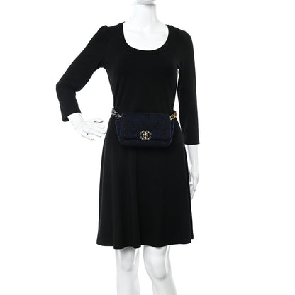 Chanel Tweed Quilted Chanel 19 Waist Bag Navy 2 of 10