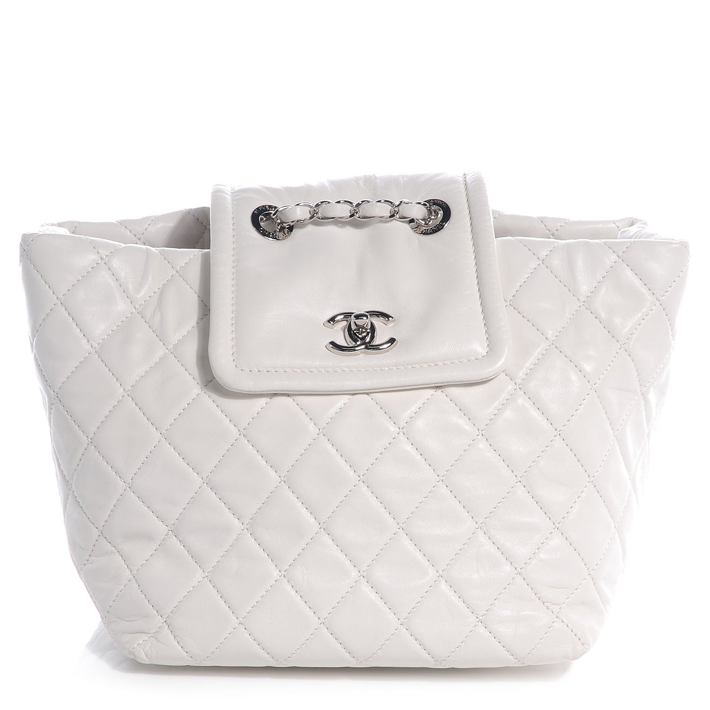 Lambskin Quilted Beijing Backpack Bag White