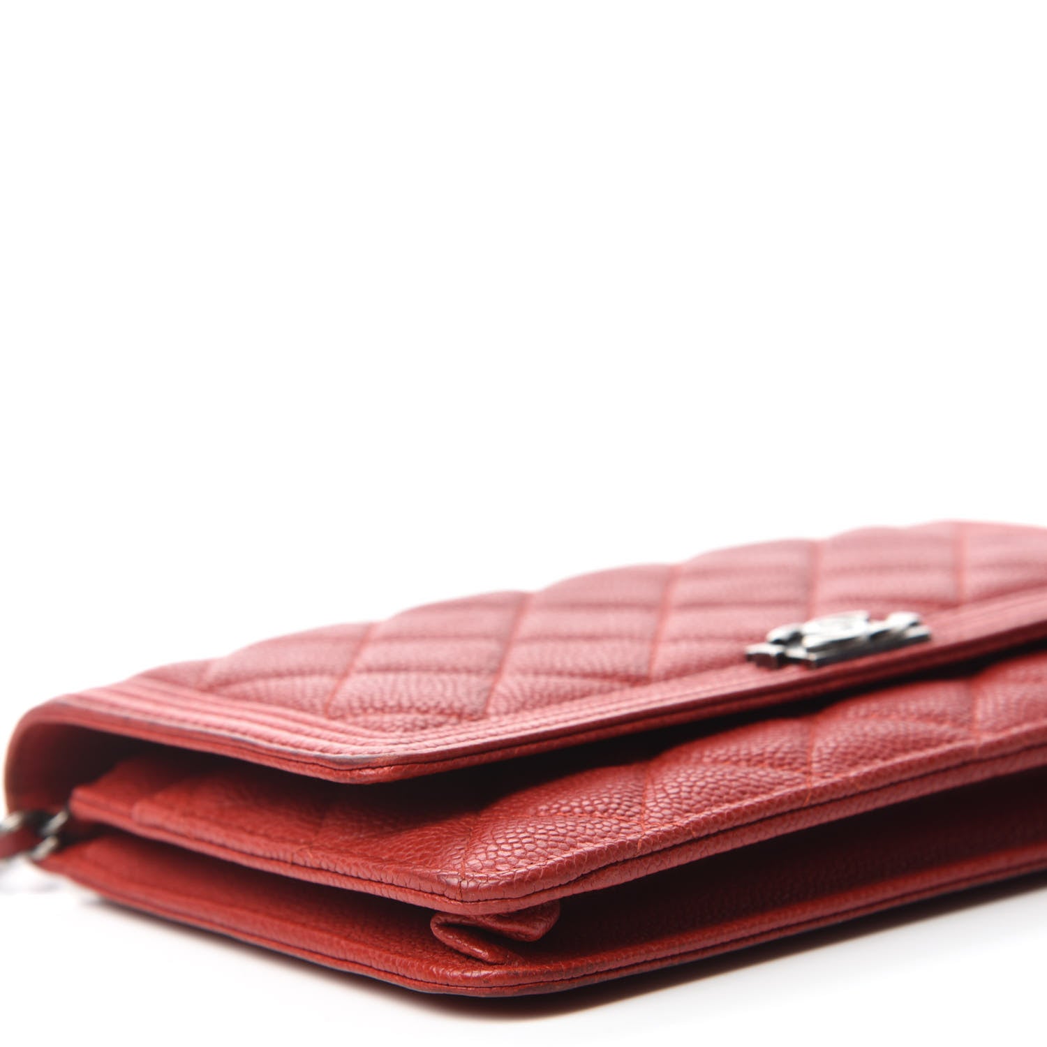 Chanel Caviar Quilted Boy Wallet On Chain WOC Red 6 of 13