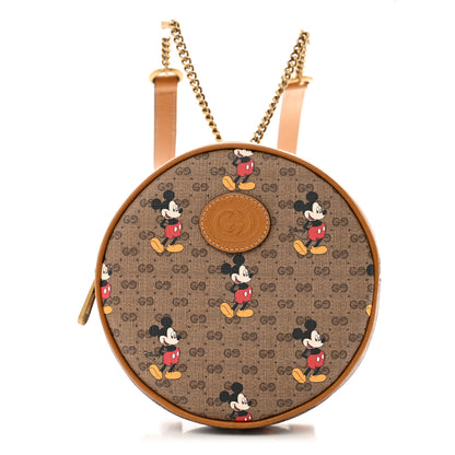 Gucci X DISNEY Mini Vintage GG Supreme Monogram Mickey Mouse Round Backpack Beige Vintage Sun Oil 1 of 10