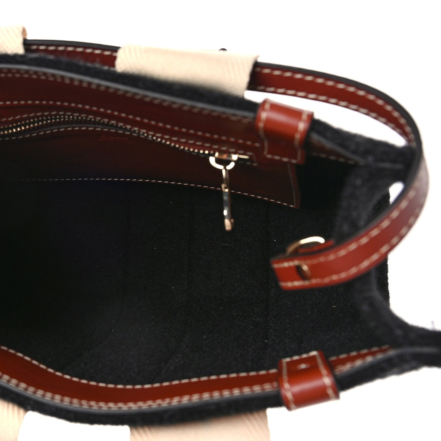 Felt Calfskin Small Woody Ribbon Tote With Strap Black