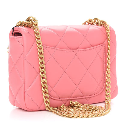 Chanel Lambskin Enamel Quilted Pending CC Mini Square Flap Pink 3 of 9