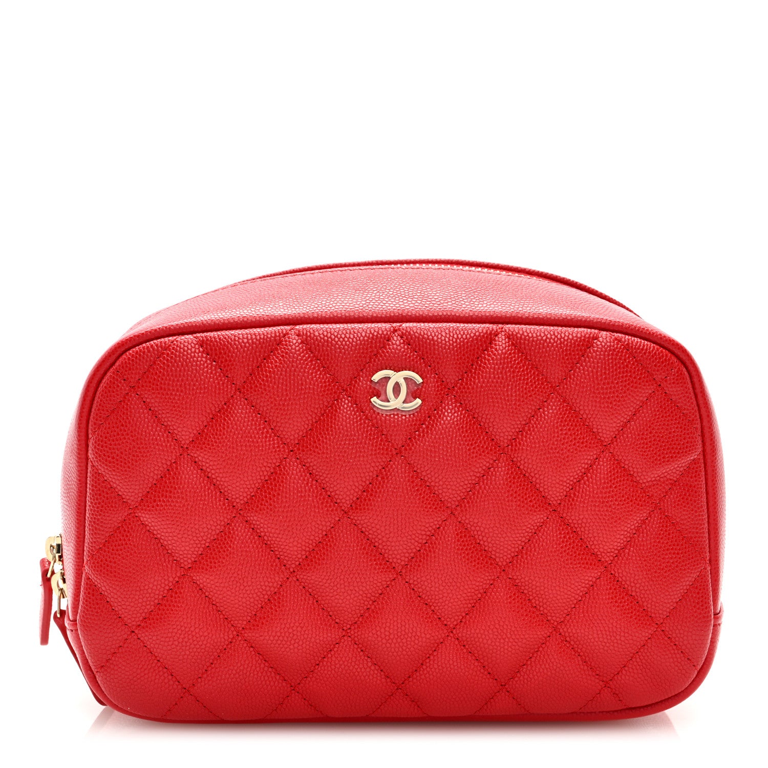 Chanel Caviar Quilted Medium Curvy Pouch Cosmetic Case Red 1 of 6