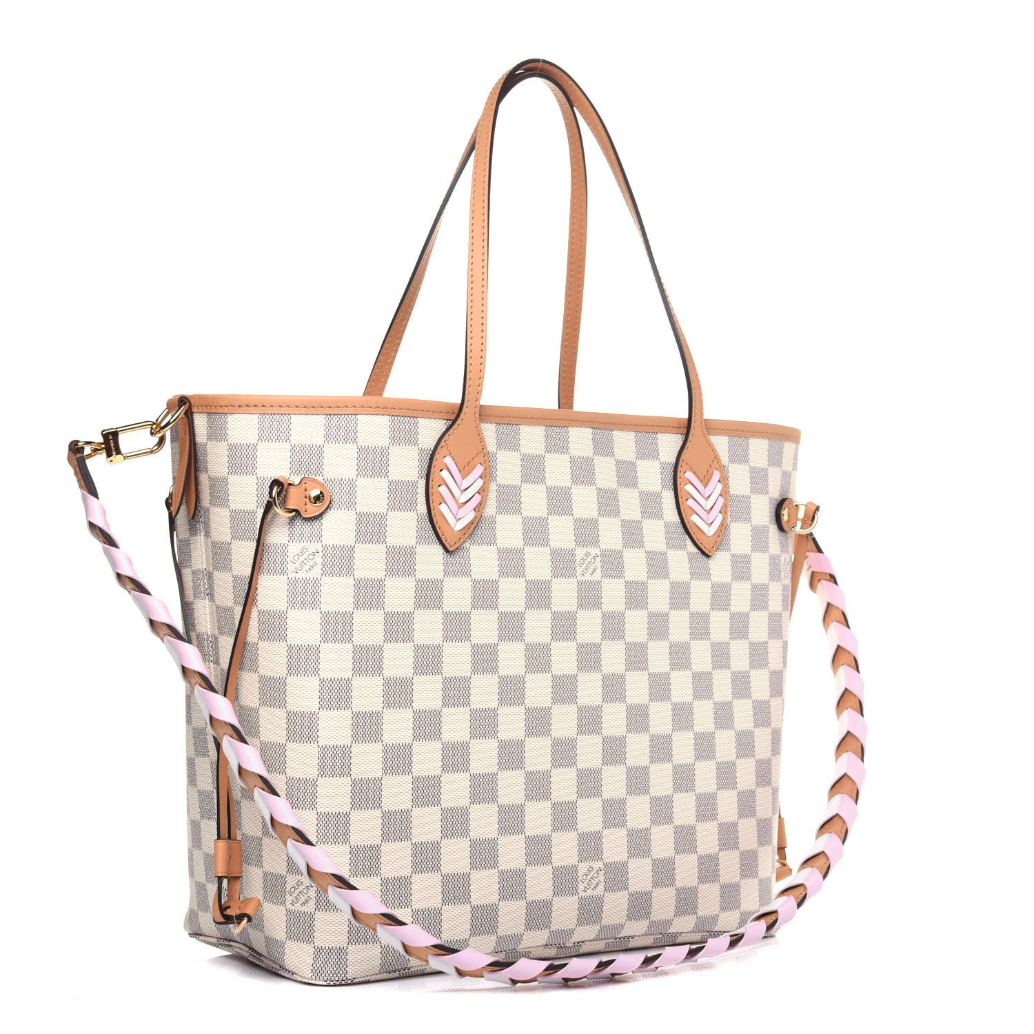 Louis Vuitton Damier Azur Braided Neverfull MM Pink 4 of 15