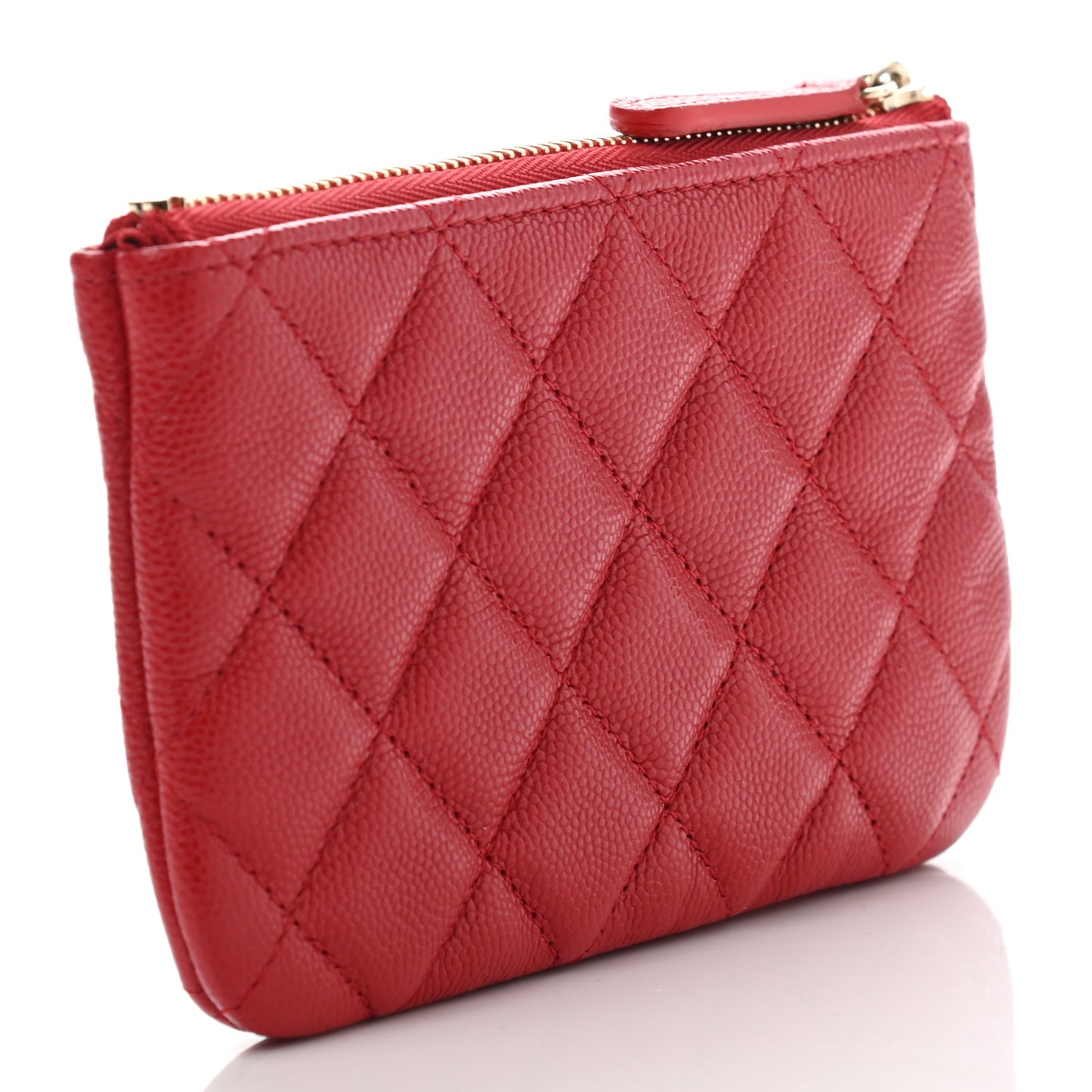 Caviar Quilted Small Cosmetic Case Red