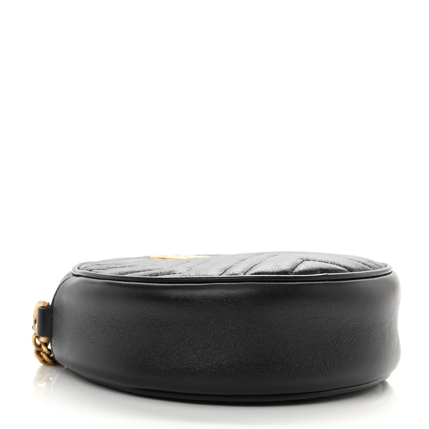 Azalea Calfskin Matelasse Heart Mini GG Marmont Round Shoulder Bag Black