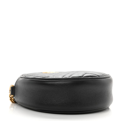 Gucci Azalea Calfskin Matelasse Heart Mini GG Marmont Round Shoulder Bag Black 3 of 7
