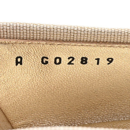 Chanel Metallic Laminated Lambskin Grosgrain CC Cap Toe Ballerina Flats 39 Light Gold Black 9 of 9