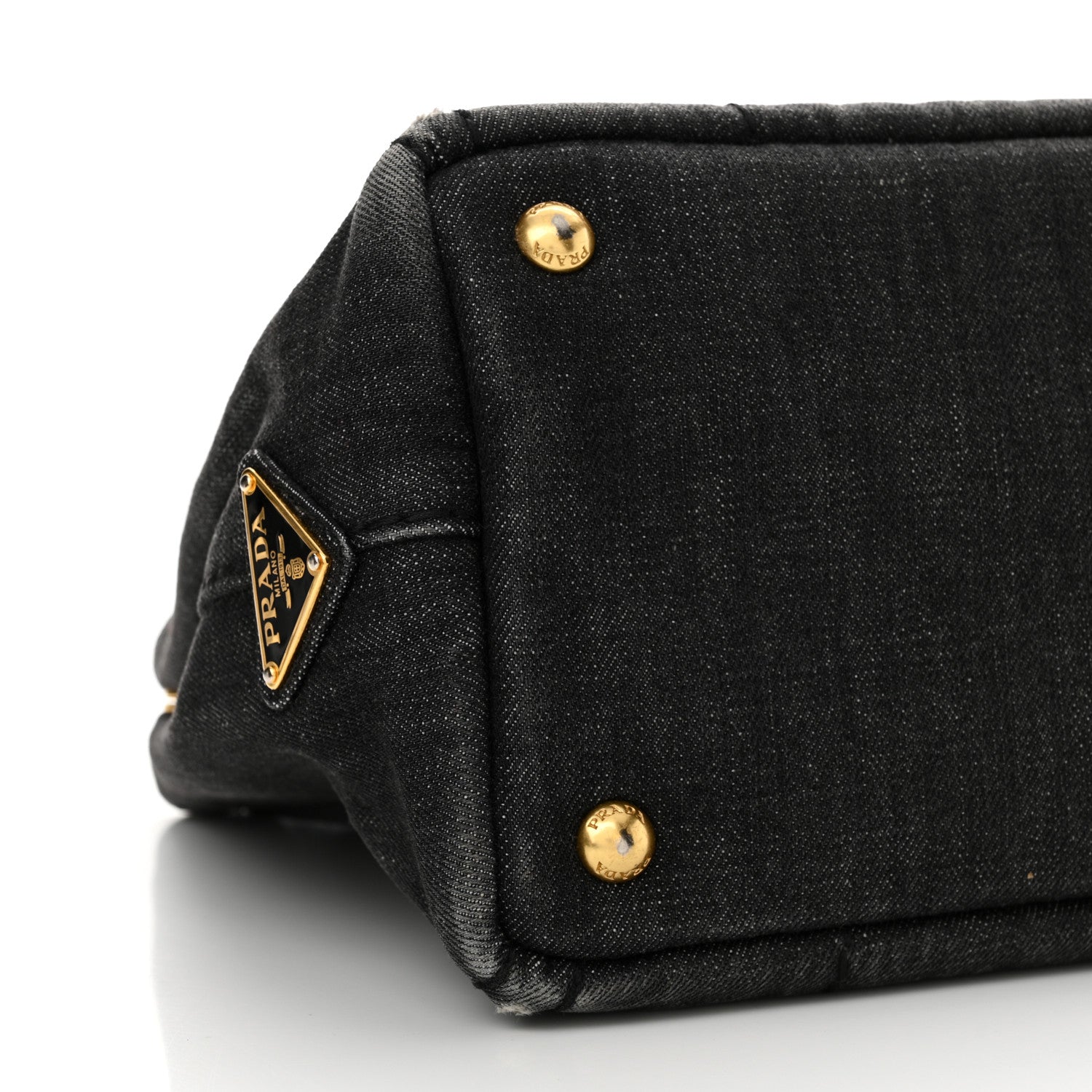 Prada Denim Small Logo Tote Black 8 of 22