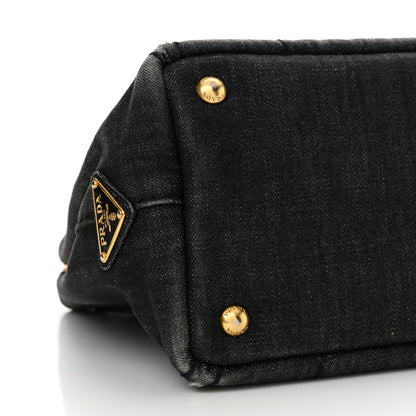 Prada Denim Small Logo Tote Black 8 of 22