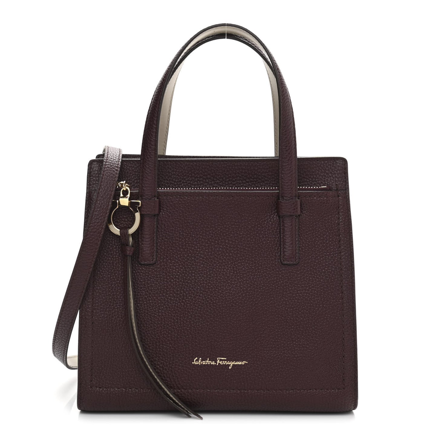 Hammered Calfskin Double Handle Small Amy Tote Red