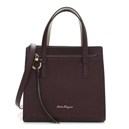 Salvatore Ferragamo Hammered Calfskin Double Handle Small Amy Tote Red 1 of 10