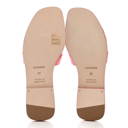Hermes Calfskin Oran Sandals 37 Rose Boise 5 of 8