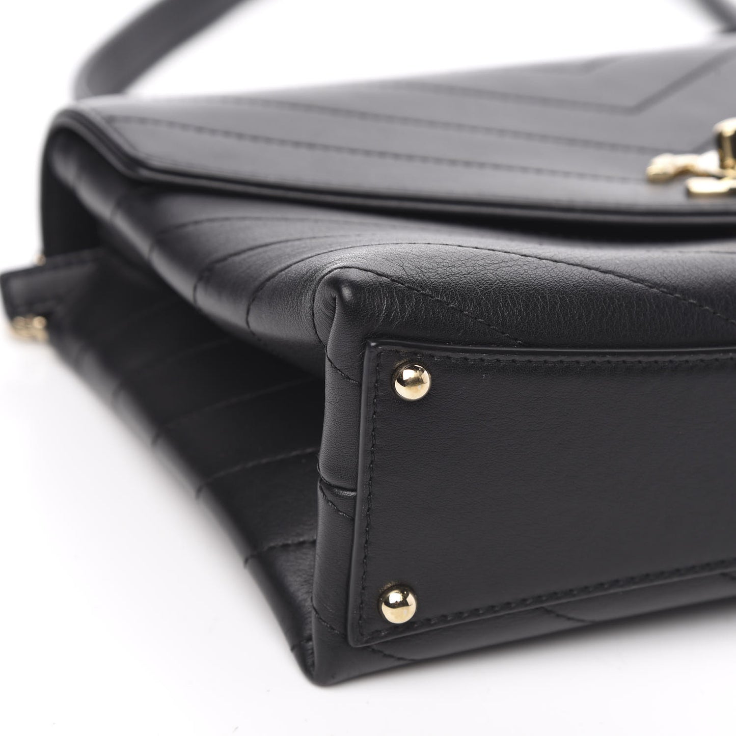 Calfskin Chevron Stitched Small Coco Flap Bag Black