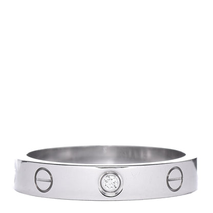Cartier 18K White Gold Diamond 4mm LOVE Wedding Band Ring 58 8.25 1 of 4