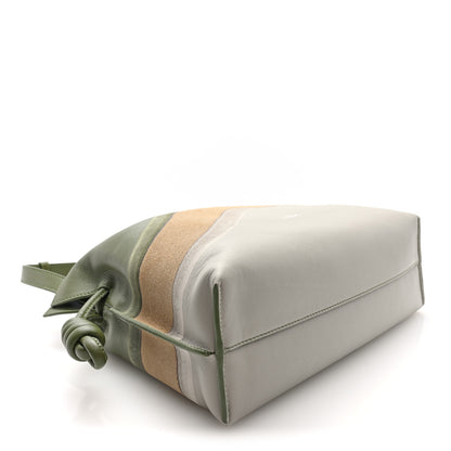 Loewe Nappa Calfskin Suede Medium Flamenco Landscape Knot Clutch Green Beige Grey 4 of 9