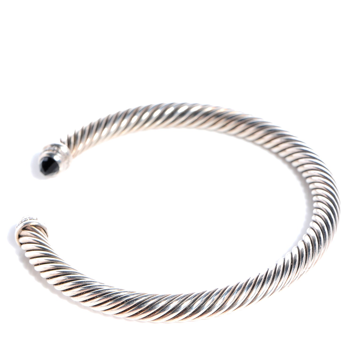 David Yurman Sterling Silver Diamond Pave Black Onyx 5mm Cable Classics Bracelet 3 of 6