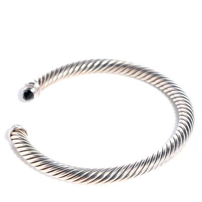 David Yurman Sterling Silver Diamond Pave Black Onyx 5mm Cable Classics Bracelet 3 of 6