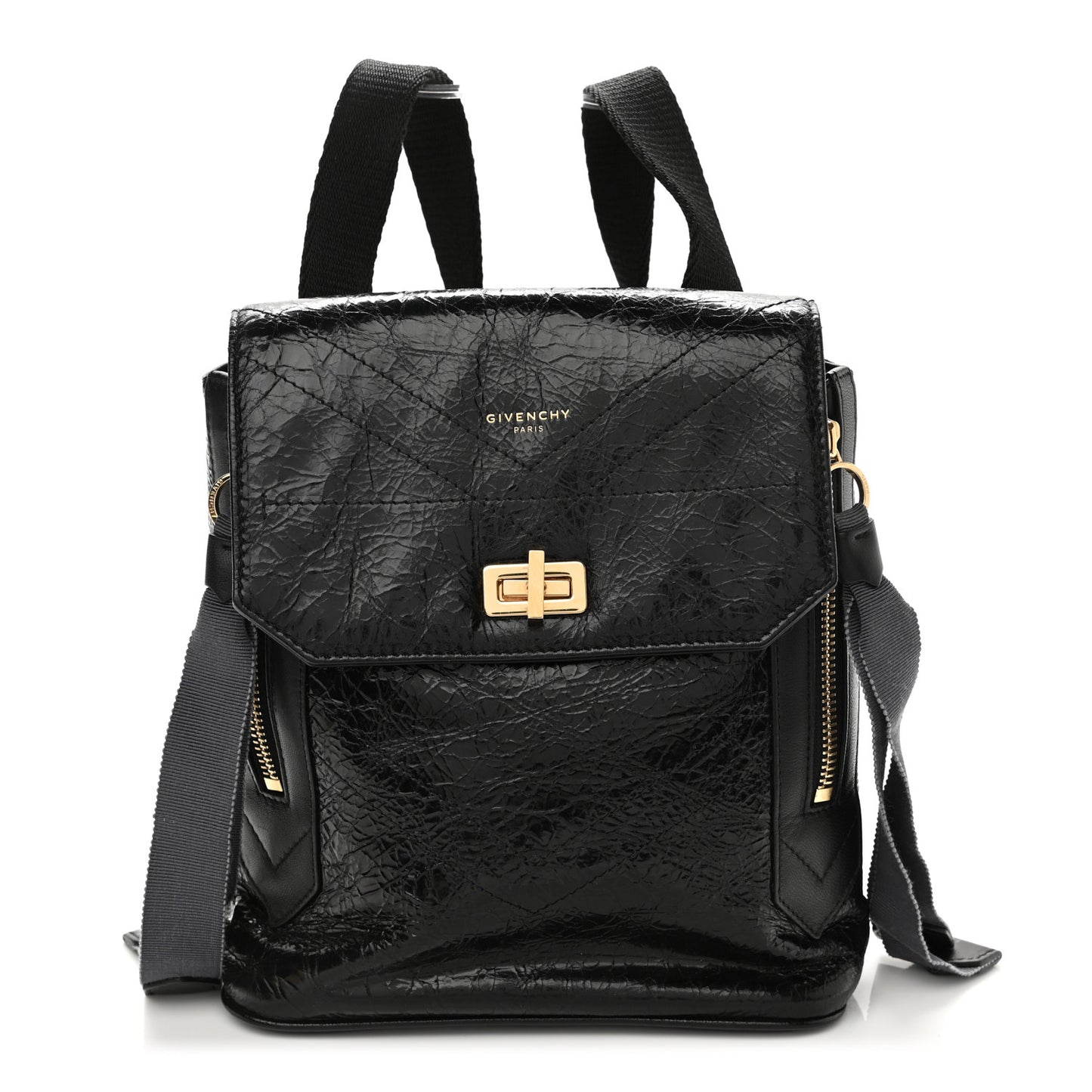 Creased Patent Calfskin ID Backpack Black
