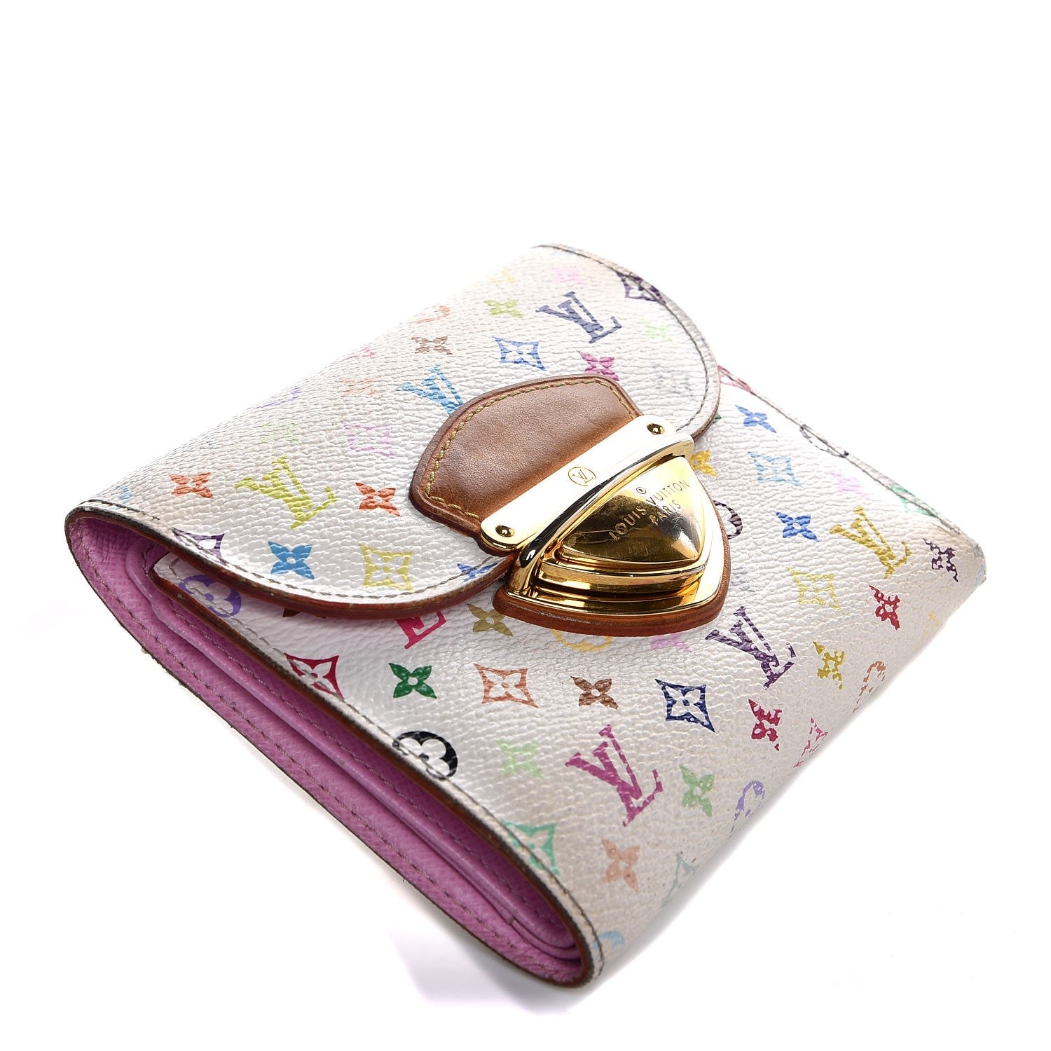 Louis Vuitton Monogram Multicolor Joey Wallet White Litchi 4 of 12