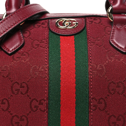 Gucci GG Monogram Textured Dollar Calfskin Web Small Ophidia Top Handle Bowler Bag Rosso Ancora 8 of 10