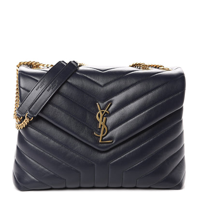 Saint Laurent Calfskin Y Quilted Monogram Medium Loulou Chain Satchel Medium Blue 1 of 8