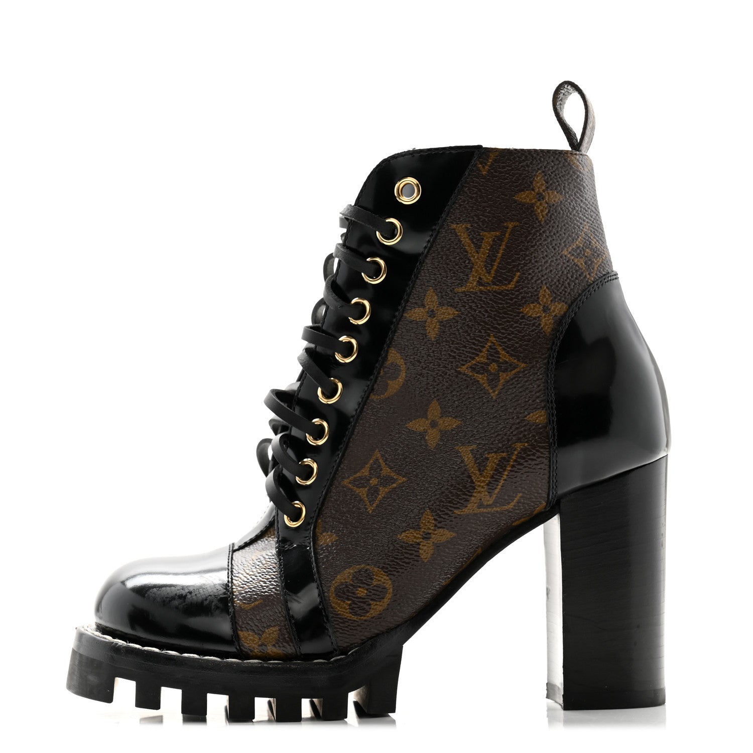 Louis Vuitton Patent Calfskin Monogram Star Trail Ankle Boots 35 Black 1 of 8