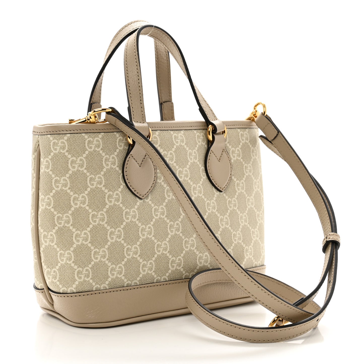 GG Supreme Monogram Textured Dollar Calfskin Mini Ophidia Shoulder Tote Bag Bag Beige Mystic White Oatmeal