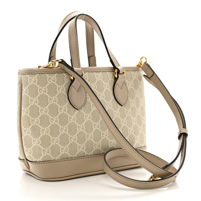 Gucci GG Supreme Monogram Textured Dollar Calfskin Mini Ophidia Shoulder Tote Bag Bag Beige Mystic White Oatmeal 4 of 11