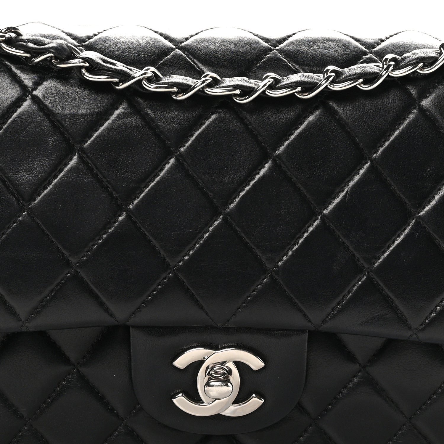 Chanel Lambskin Quilted Medium Double Flap Black 8 of 10