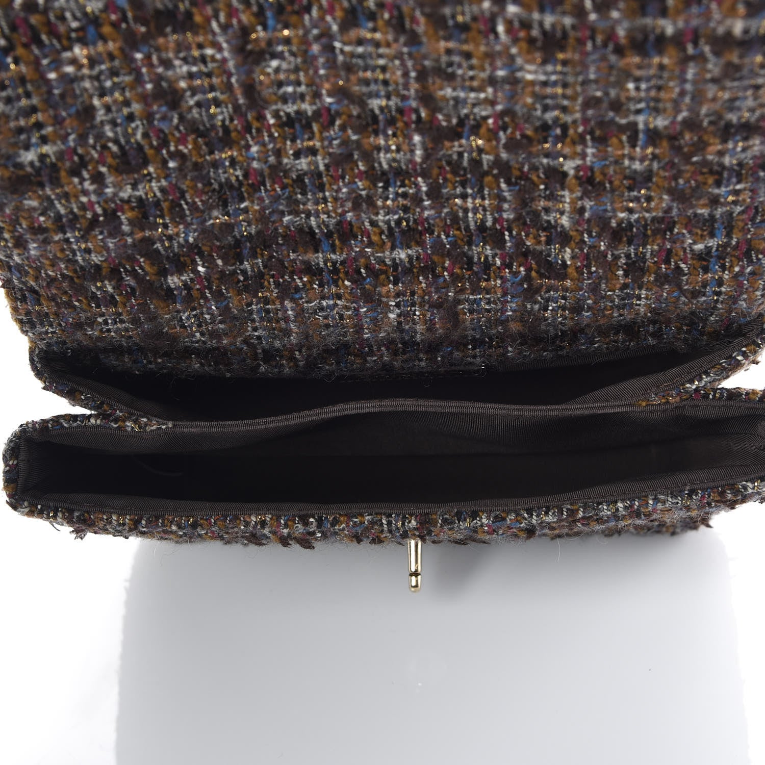 Chanel Tweed Wood Knock On Wood Top Handle Bag Brown Blue Purple Gold 6 of 10