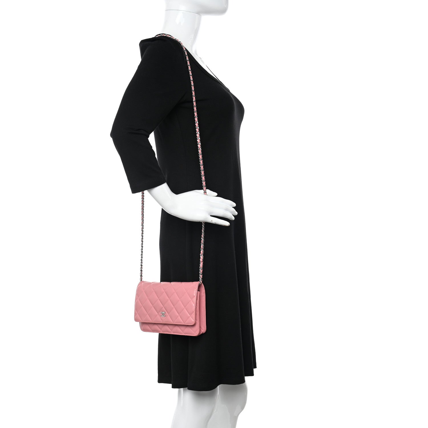 Chanel Lambskin Quilted Wallet On Chain WOC Pink 2 of 11