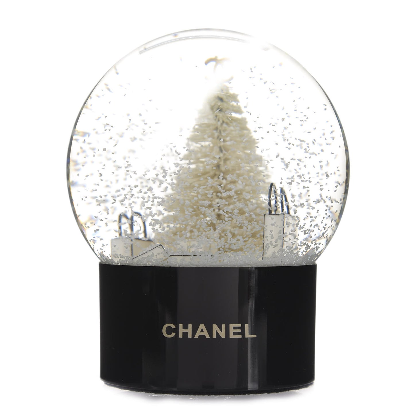 Glass Christmas Tree Shopping Bag Snow Globe