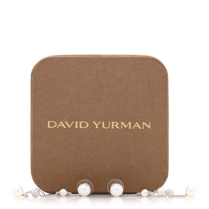 David Yurman Sterling Silver Diamond Cultured Pearl Two Row Pave Drop Earrings 5 of 5