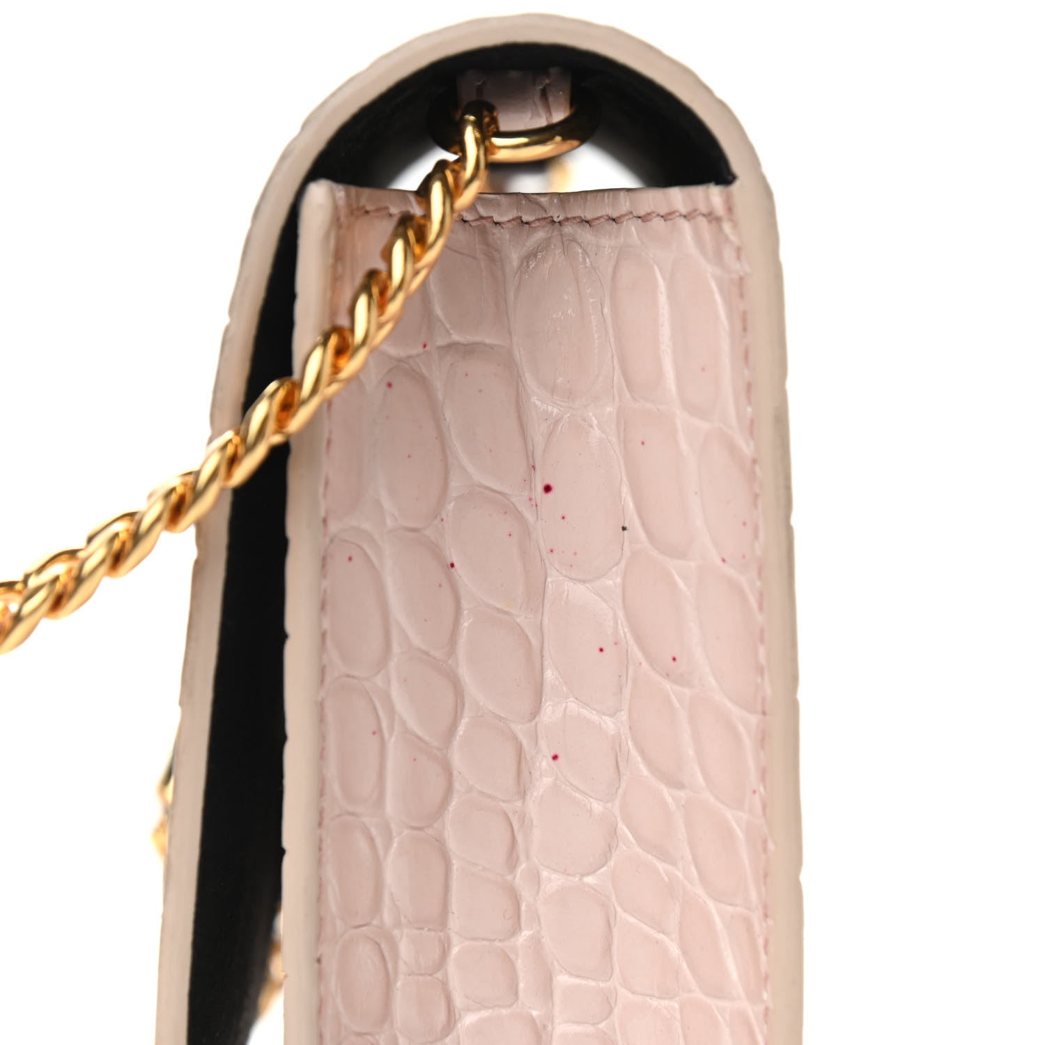Alexander McQueen Calfskin Crocodile Embossed Skull Mini Crossbody Bag Light Pink 9 of 9