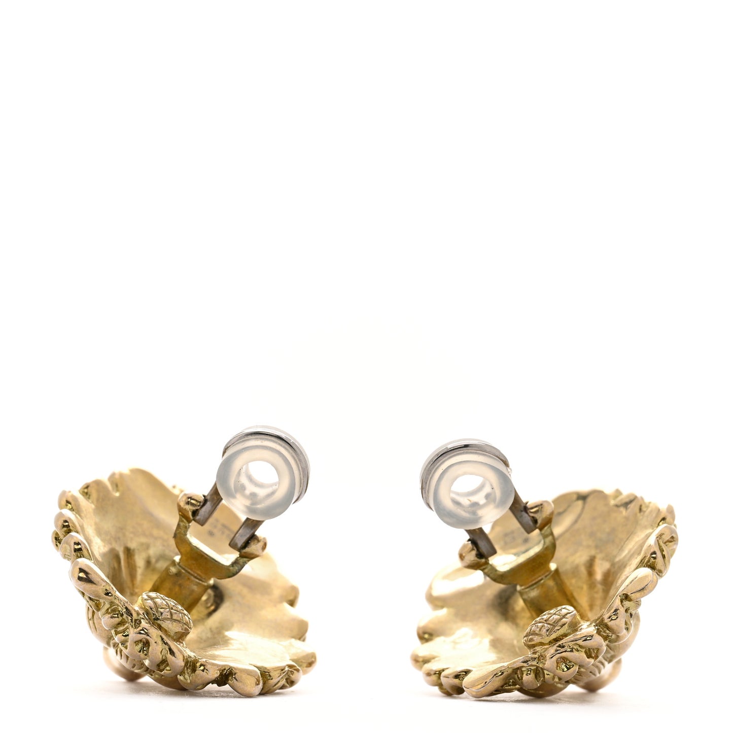 Crystal Lion Head Clip On Earrings Aged Gold