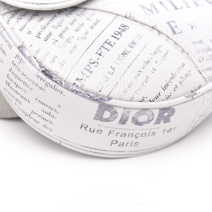 Christian Dior X DANIEL ARSHAM Grained Calfskin Newspaper Print Saddle Bag White 7 of 8