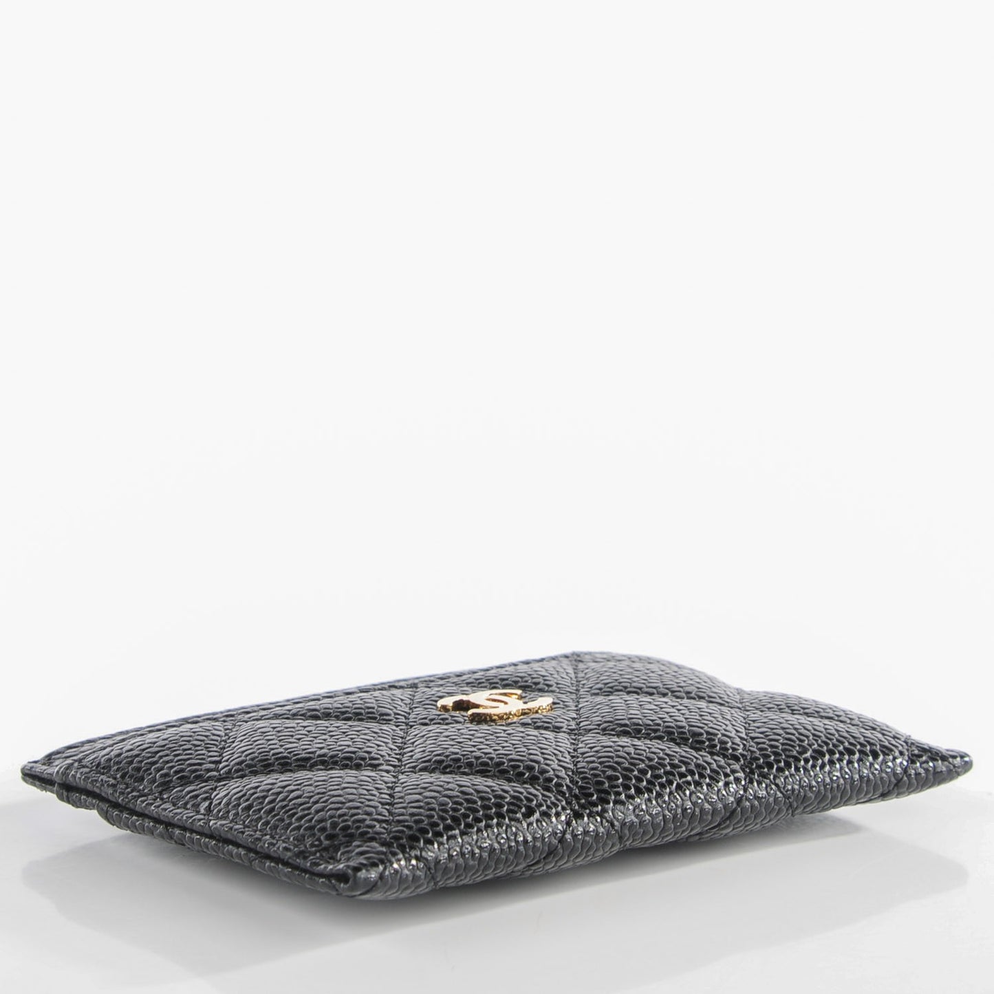 Caviar Quilted Card Holder Black
