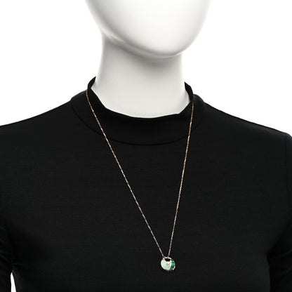 Cartier 18K Pink Gold Diamond Malachite SM Amulette de Cartier Pendant Necklace 2 of 4