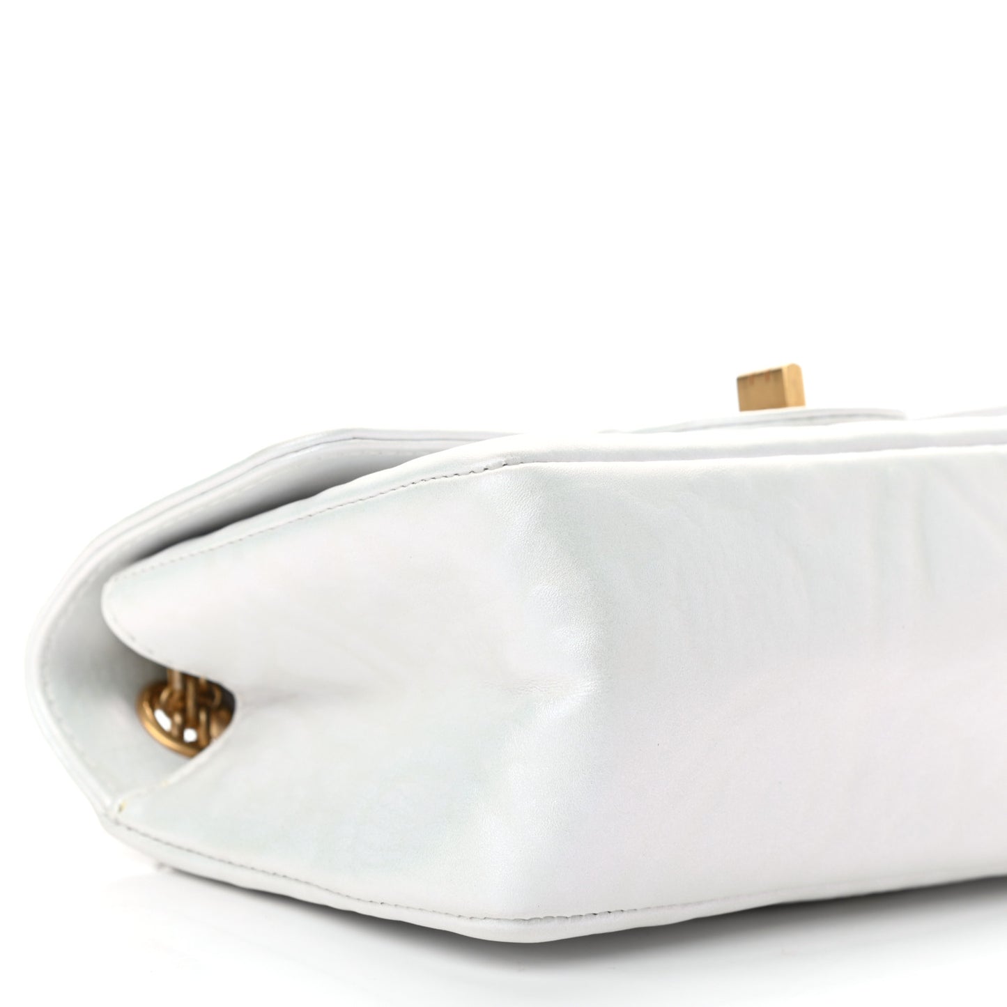 Iridescent Calfskin Embossed 2.55 Reissue Mini Flap White