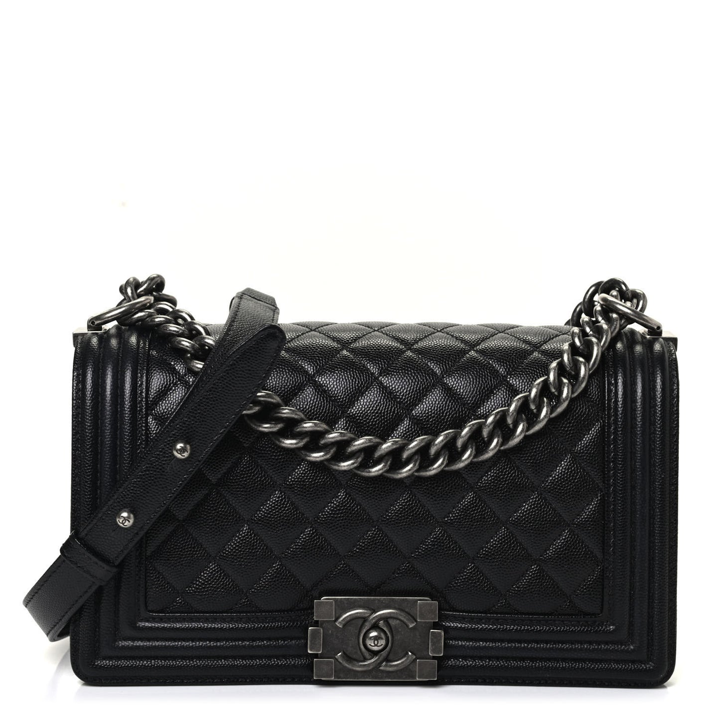Caviar Quilted Medium Boy Flap Black