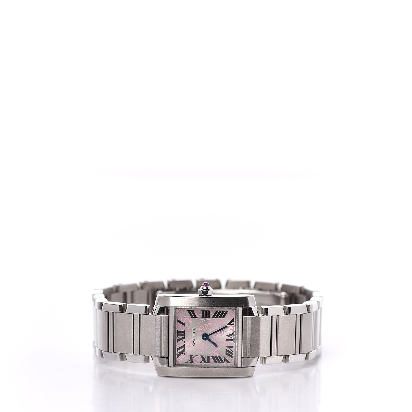 Stainless Steel 20mm Tank Francaise Quartz Watch Pink