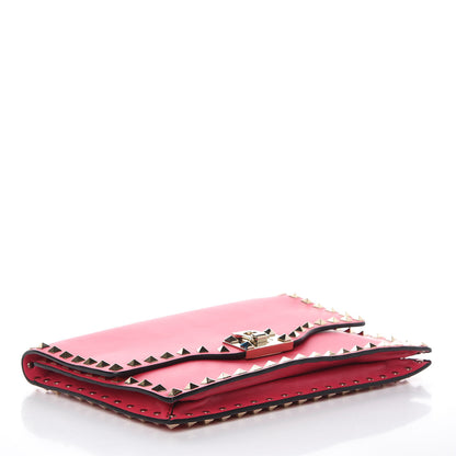 Valentino Garavani Vitello Rockstud Flip Lock Wristlet Clutch Deep Fuxia 4 of 9