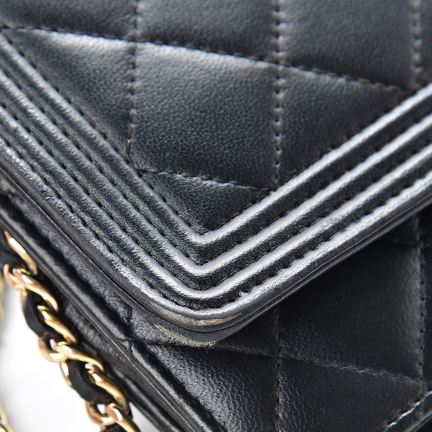 Chanel Lambskin Quilted Boy Wallet On Chain WOC Black 17 of 18